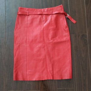 BCBG Red Leather Pencil Skirt